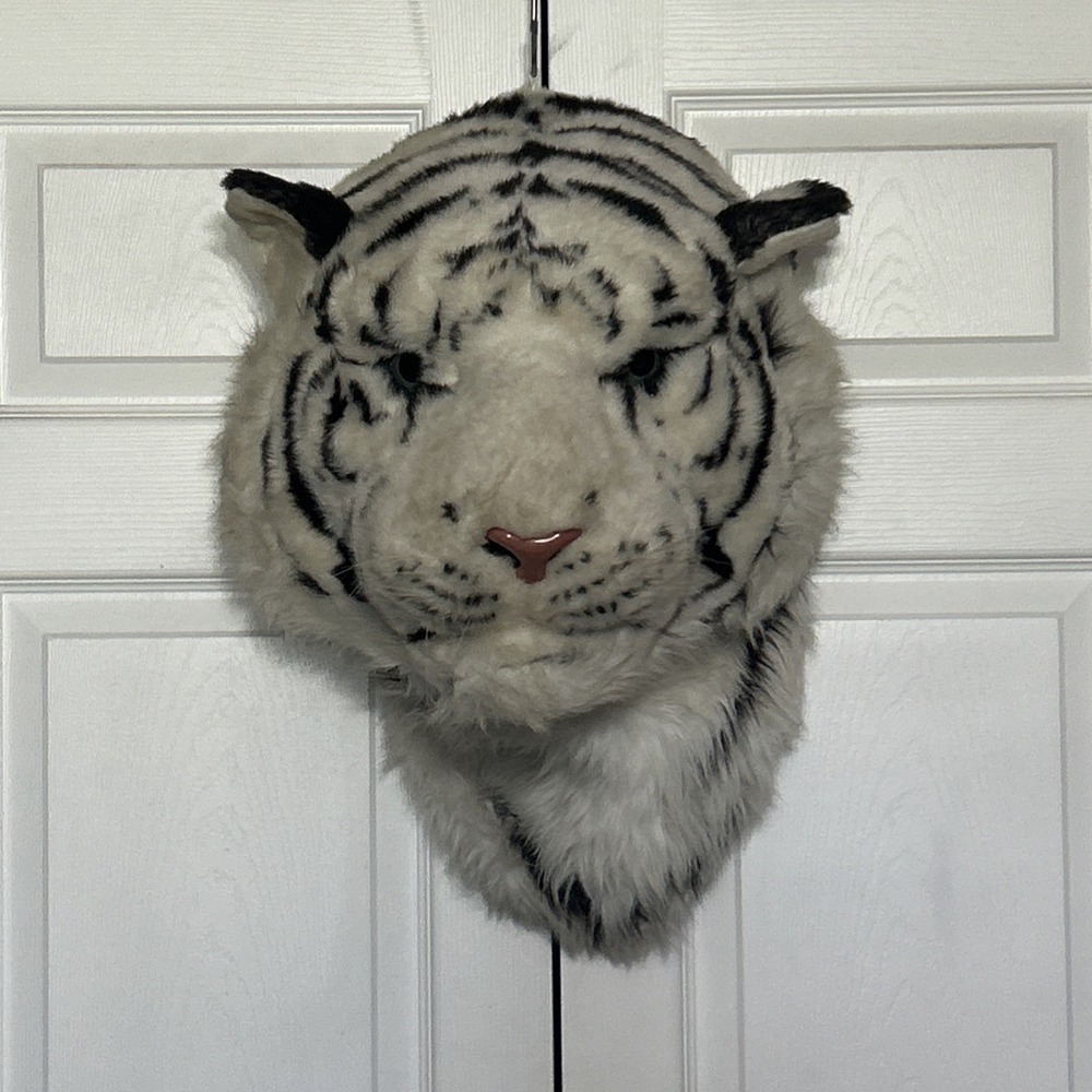 Vtg Safari Game Siberian Tiger Head Trophy Wall Hanging Plush Mount Foam‎ Form